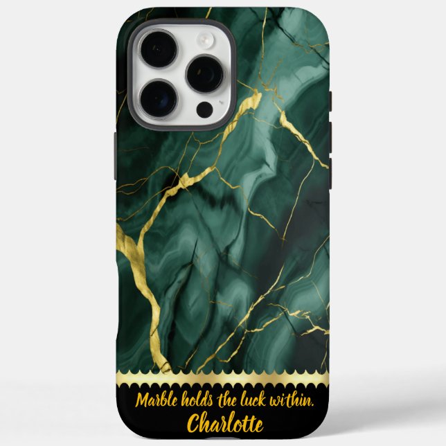 Elegant green marble with golden veining design Case-Mate iPhone case (Back)