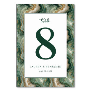 Elegant Green Marbled Number Card