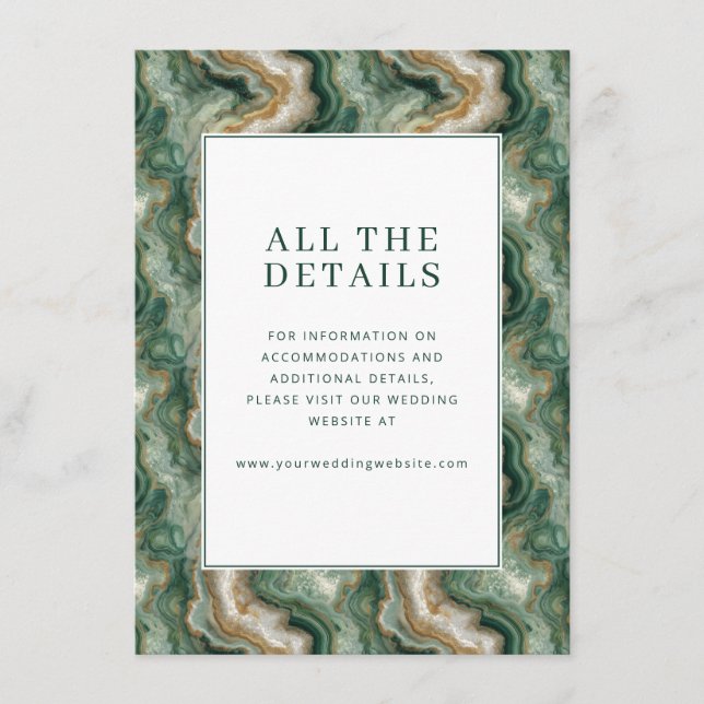 Elegant Green Marbled Waves Enclosure Card (Front)