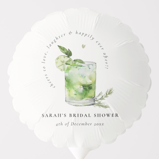 Elegant Green Margarita Cocktail Bridal Shower Balloon (Front)