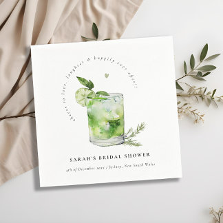 Elegant Green Margarita Cocktail Bridal Shower Napkins