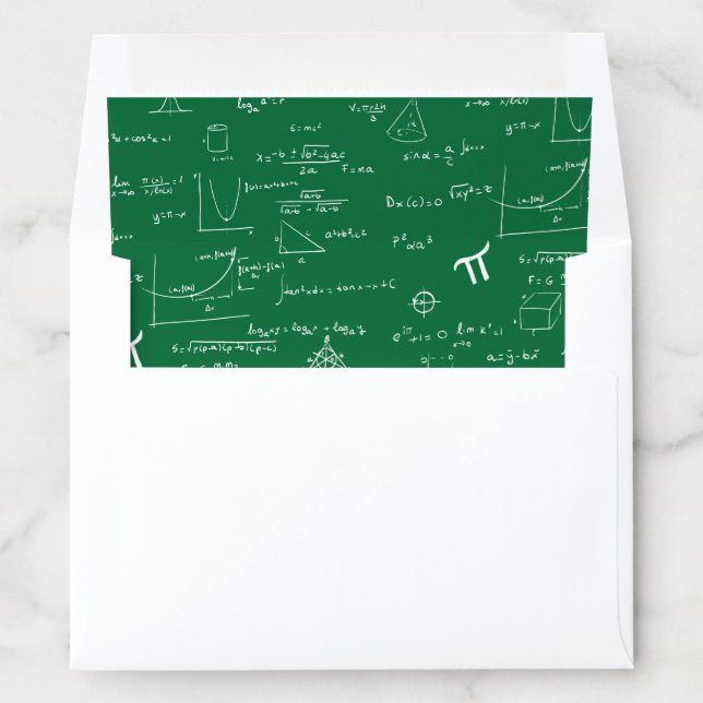 Elegant Green Math Formulas Pattern Envelope Liner (In Envelope)