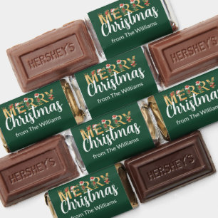 Elegant Green Merry Christmas Customized Party Hershey's Miniatures