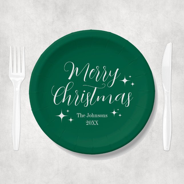Elegant Green Merry Christmas Party Paper Plates (Elegant Green Merry Christmas Party Paper Plates
)
