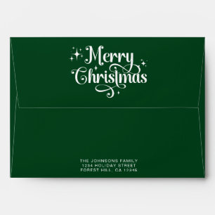 Elegant Green Merry Christmas Trendy Stylish Envelope