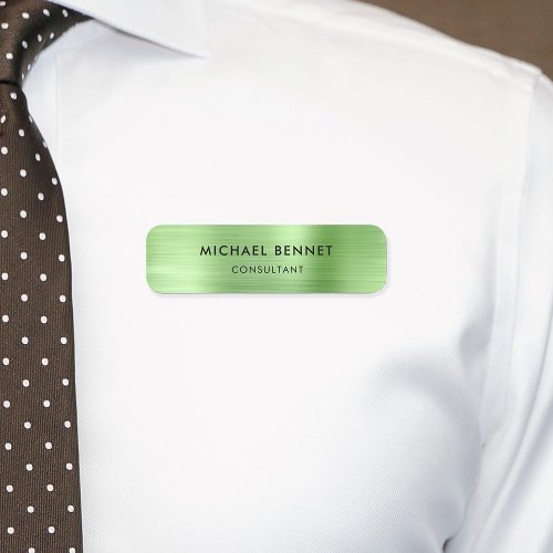 Elegant Green Metallic Professional Business Name Tag