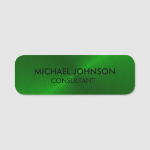 Elegant Green Metallic Professional Business Name Tag