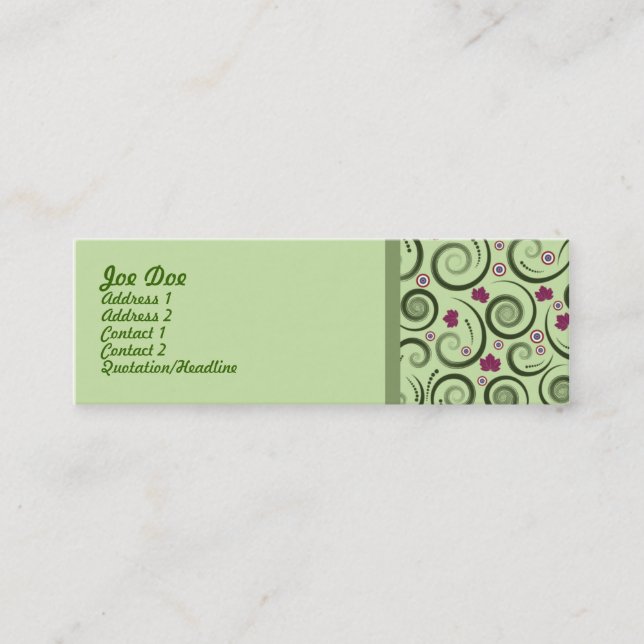 Elegant Green Mini Business Card (Front)