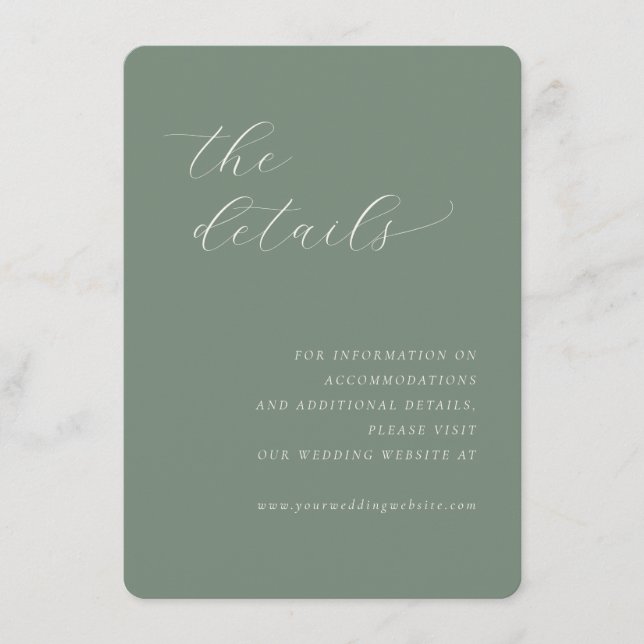 Elegant Green Minimalist Calligraphy Enclosure Card (Front)