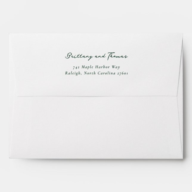 Elegant Green Minimalist Calligraphy Envelope (Back (Top Flap))