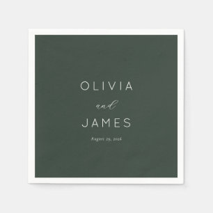 Elegant Green Minimalist Calligraphy Napkins