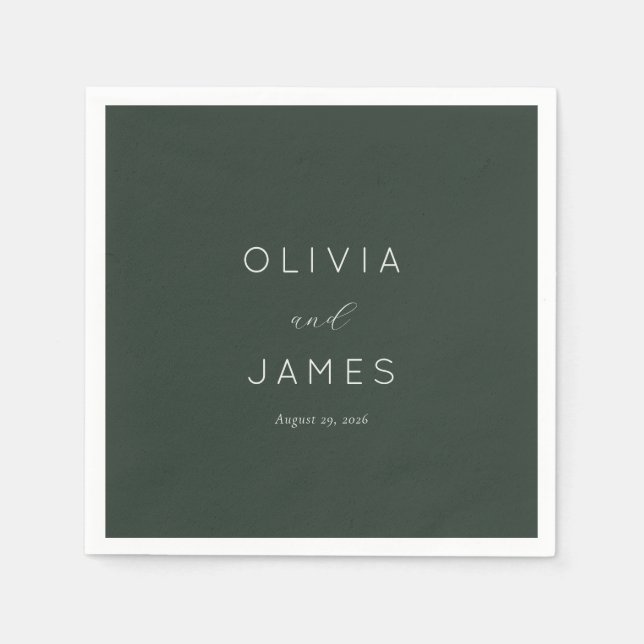 Elegant Green Minimalist Calligraphy Napkins (Front)