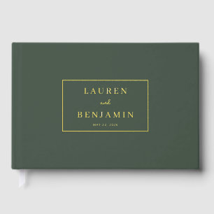 Elegant Green Minimalist Invitation Foil Guest Book