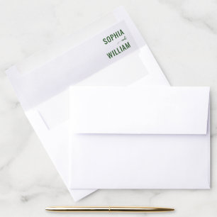 Elegant Green Minimalist Names Envelope Liner