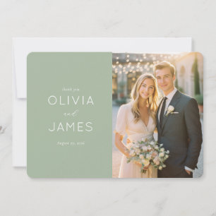 Elegant Green Minimalist Photo Thank You Card