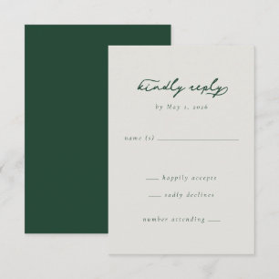 Elegant Green Minimalist Reply Card