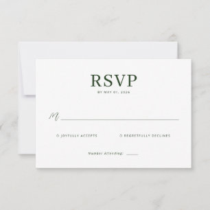 Elegant Green Minimalist RSVP Card