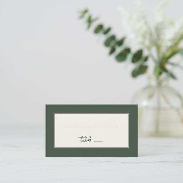 Elegant Green Minimalist Table Sign Place Card (Standing Front)