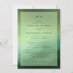 Elegant Green Minimalist Wedding Invitation