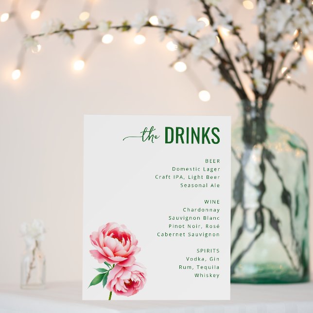 Elegant Green Minimalist Wedding Menu Foam Board (In Situ (Wedding))