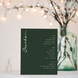 Elegant Green Minimalist Wedding Menu Foam Board