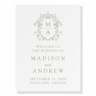 Elegant Green Monogram Crest Wedding Welcome