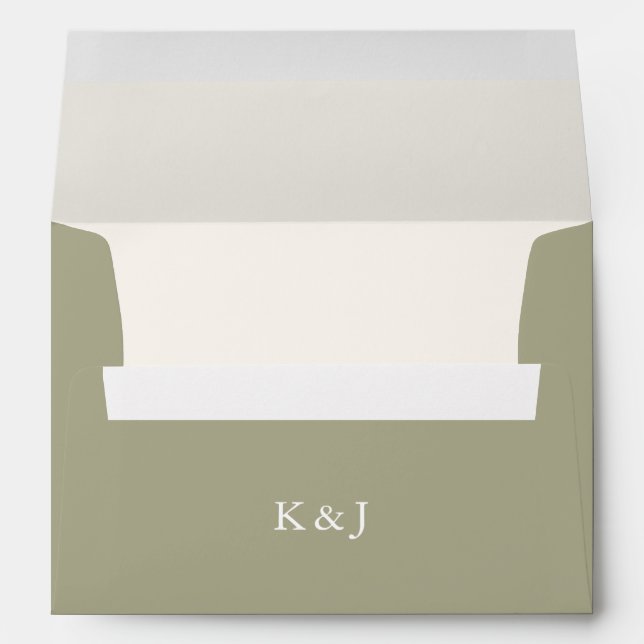 Elegant Green Monogram Fall Wedding Invitation Envelope (Back (Bottom))