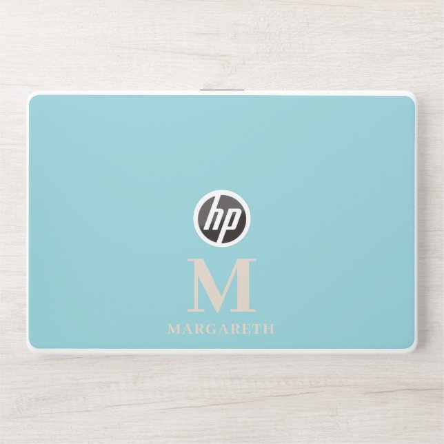 Elegant Green Monogram  HP Laptop Skin (Front)