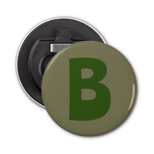 Elegant Green Monogram Initial Letter Bottle Opener