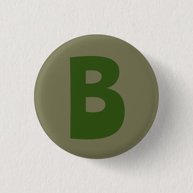 Elegant Green Monogram Initial Letter Button (Front)