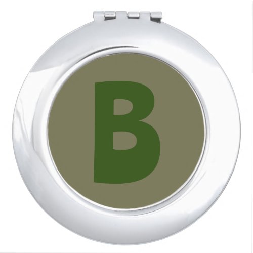 Elegant Green Monogram Initial Letter Compact Mirror