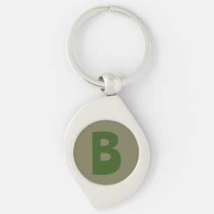 Elegant Green Monogram Initial Letter Keychain