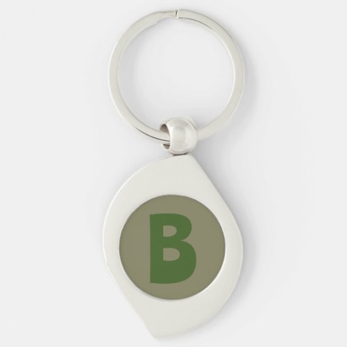Elegant Green Monogram Initial Letter Keychain