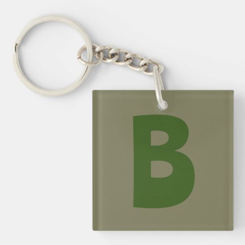 Elegant Green Monogram Initial Letter Keychain
