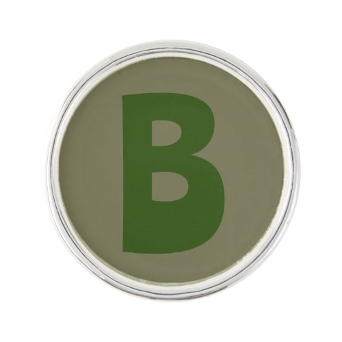 Elegant Green Monogram Initial Letter Lapel Pin