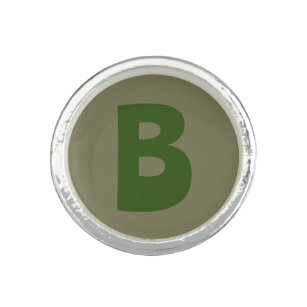 Elegant Green Monogram Initial Letter Ring