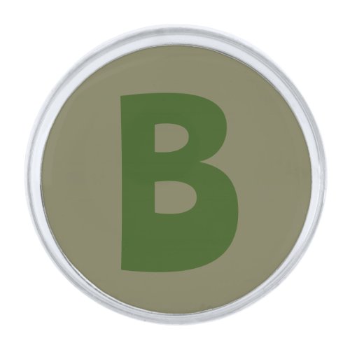 Elegant Green Monogram Initial Letter Silver Finish Lapel Pin