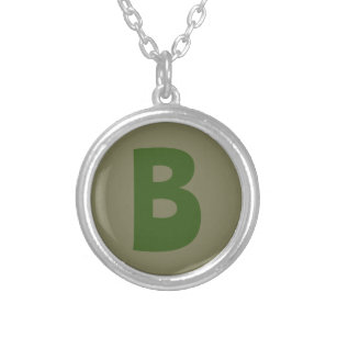 Elegant Green Monogram Initial Letter Silver Plated Necklace