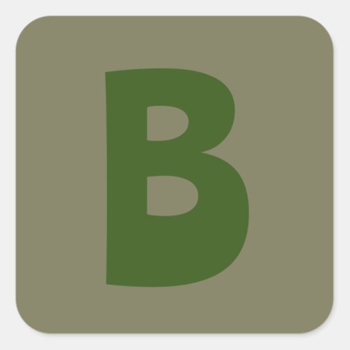 Elegant Green Monogram Initial Letter Square Sticker