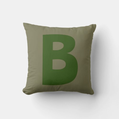 Elegant Green Monogram Initial Letter Throw Pillow