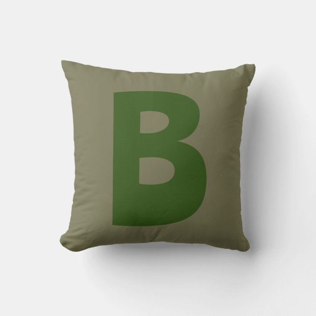 Elegant Green Monogram Initial Letter Throw Pillow (Front)