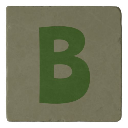 Elegant Green Monogram Initial Letter Trivet