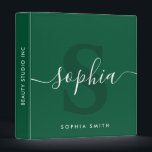 Elegant Green Monogram Script Name Initials  3 Ring Binder<br><div class="desc">Elegant Green Monogram Script Name Initials</div>