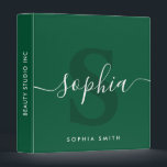 Elegant Green Monogram Script Name Initials  3 Ring Binder<br><div class="desc">Elegant Green Monogram Script Name Initials</div>