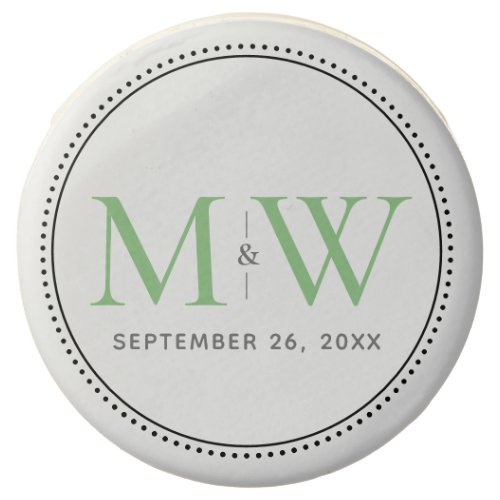 Elegant Green Monogram Wedding Chocolate Covered Oreo