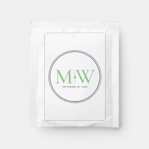 Elegant Green Monogram Wedding Favor Tea Bag Drink Mix