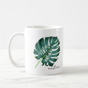 Elegant Green Monstera Leaf Plant Lovers Coffee Mug