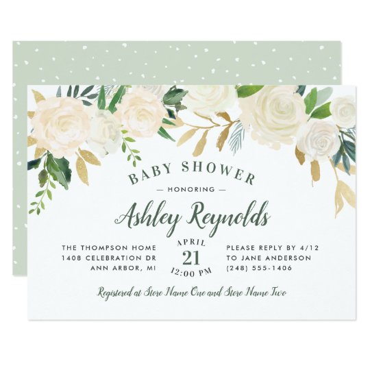 Elegant Green Neutral Blooms Floral Baby Shower Invitation Zazzle Com Elegant Green Neutral Blooms Floral Baby Shower Invitation Zazzle Com