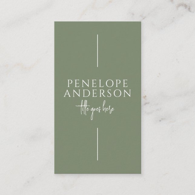  Elegant Green Neutral Boho Chic Modern Unique     Business Card (Front)
