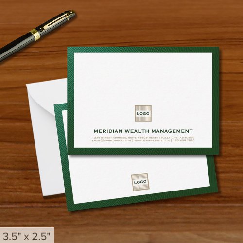 Elegant Green Notecard with Logo